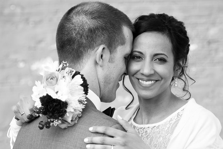 Black and white photo of bride and groom by Marili Clark Photographer.