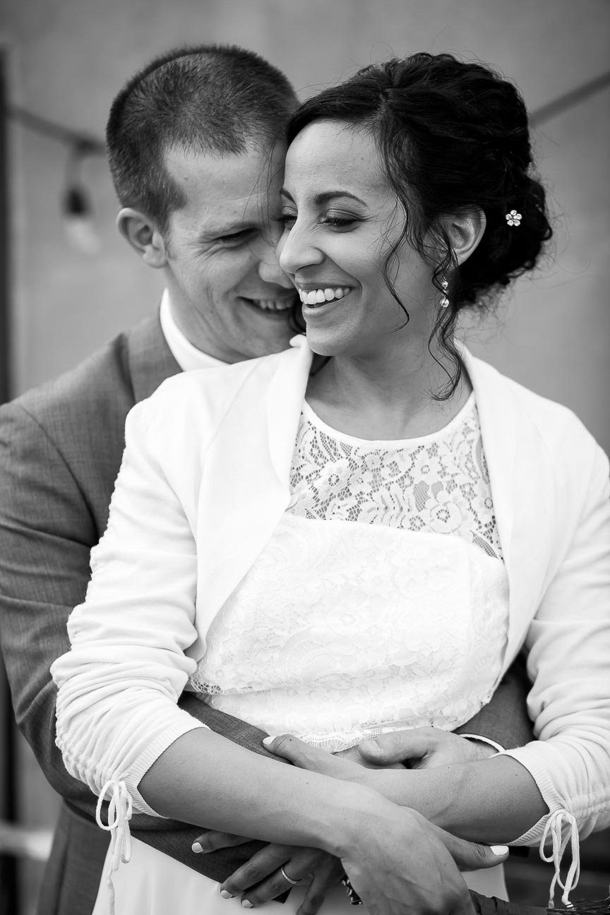 Black and white photo of bride and groom by Marili Clark Photographer.